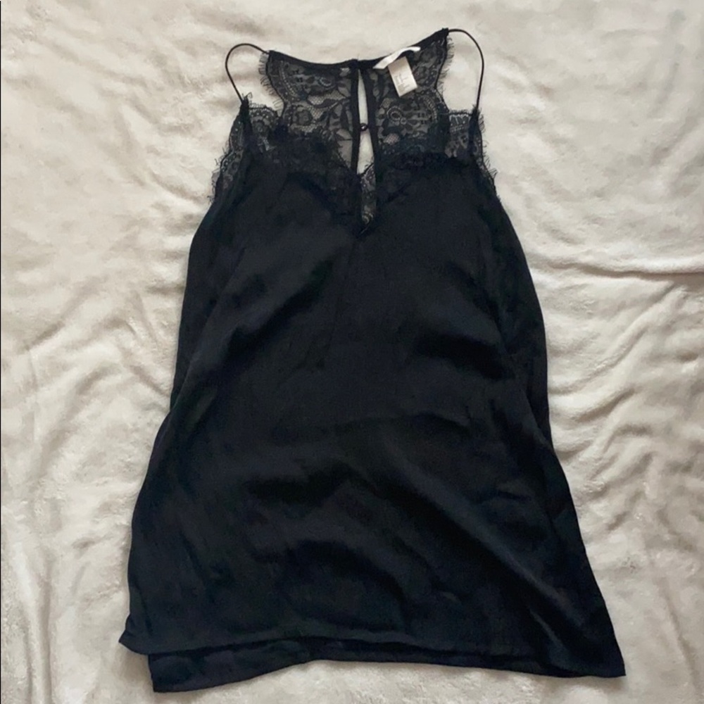 Lace satin tank